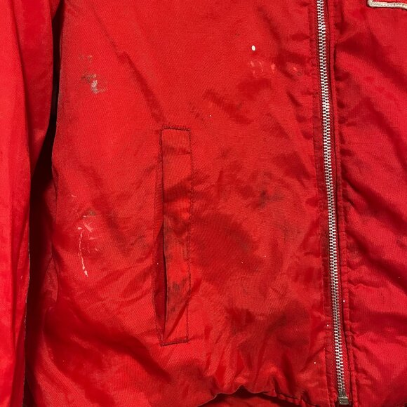 Vintage Champion Racing Red & White Reversible Puffer Jacket Men's Medium - Picture 6 of 8